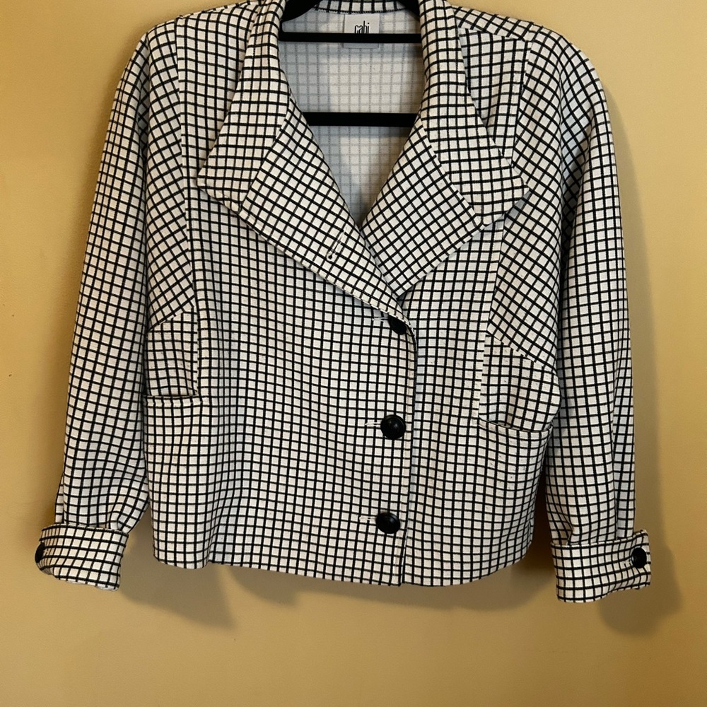 cabi Black and White Checkered Women's Jacket